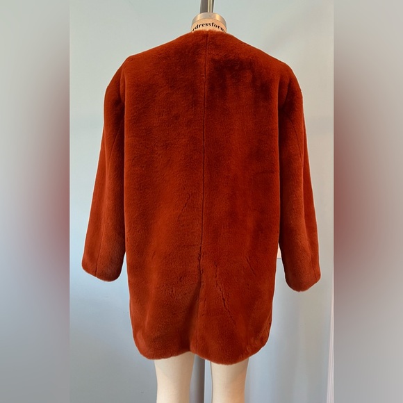 NWOT Madewell SUPER Soft Faux Fur Jacket- Rich Rust Color. Orange. Medium. - Picture 3 of 6